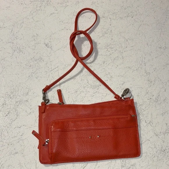 StoneMountain Leather Multi-zipper pocket wallet clutch “basketball orange” - Picture 2 of 7